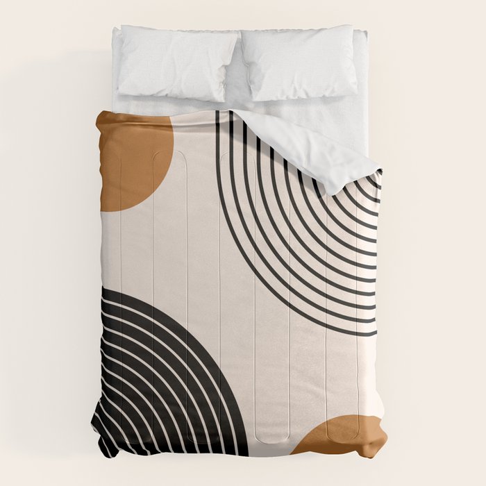 Nesting Rainbow Lines Geometric Pattern Race Track Lines Orange Circles Mid Century Modern Cool Magical Mystical Abstract Art Bohemian Boho Style Trendy Comforter Gallery Image 6