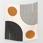 Nesting Rainbow Lines Geometric Pattern Race Track Lines Orange Circles Mid Century Modern Cool Magical Mystical Abstract Art Bohemian Boho Style Trendy Wall Tapestry Gallery Image 4