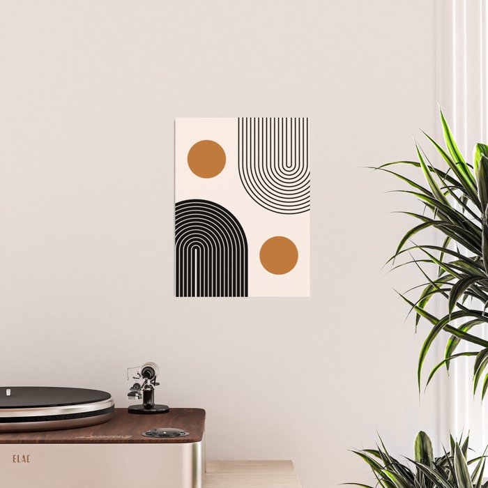 Nesting Rainbow Lines Geometric Pattern Race Track Lines Orange Circles Mid Century Modern Cool Magical Mystical Abstract Art Bohemian Boho Style Trendy Poster Gallery Image 2