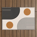 Nesting Rainbow Lines Geometric Pattern Race Track Lines Orange Circles Mid Century Modern Cool Magical Mystical Abstract Art Bohemian Boho Style Trendy Outdoor Rug Gallery Image 1