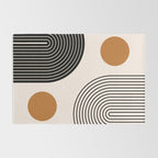 Nesting Rainbow Lines Geometric Pattern Race Track Lines Orange Circles Mid Century Modern Cool Magical Mystical Abstract Art Bohemian Boho Style Trendy Rug Gallery Image 2