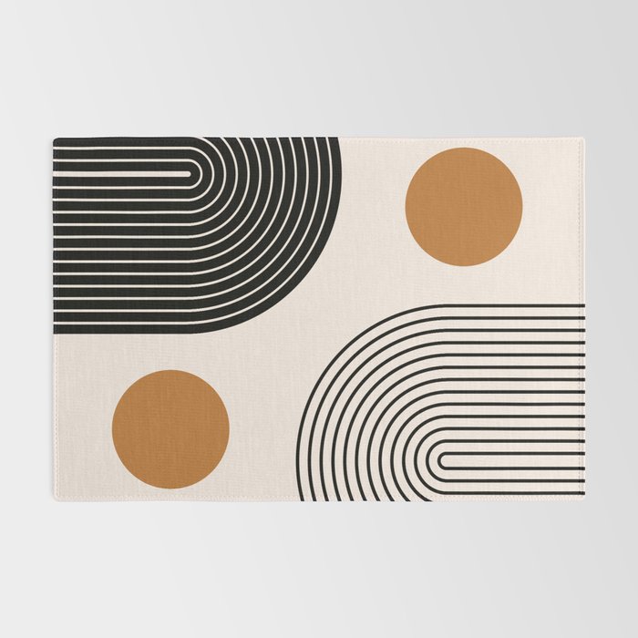 Nesting Rainbow Lines Geometric Pattern Race Track Lines Orange Circles Mid Century Modern Cool Magical Mystical Abstract Art Bohemian Boho Style Trendy Rug Gallery Image 2