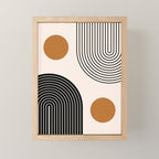Nesting Rainbow Lines Geometric Pattern Race Track Lines Orange Circles Mid Century Modern Cool Magical Mystical Abstract Art Bohemian Boho Style Trendy Mini Art Print Gallery Image 1
