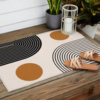 Nesting Rainbow Lines Geometric Pattern Race Track Lines Orange Circles Mid Century Modern Cool Magical Mystical Abstract Art Bohemian Boho Style Trendy Outdoor Rug Gallery Image 2
