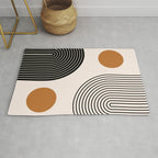 Nesting Rainbow Lines Geometric Pattern Race Track Lines Orange Circles Mid Century Modern Cool Magical Mystical Abstract Art Bohemian Boho Style Trendy Rug Gallery Image 1