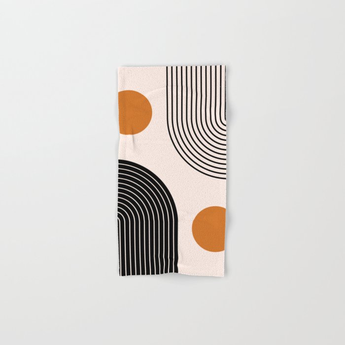 Nesting Rainbow Lines Geometric Pattern Race Track Lines Orange Circles Mid Century Modern Cool Magical Mystical Abstract Art Bohemian Boho Style Trendy Bath Towel Gallery Image 1