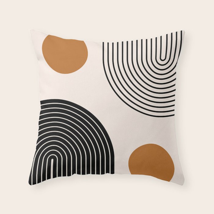 Nesting Rainbow Lines Geometric Pattern Race Track Lines Orange Circles Mid Century Modern Cool Magical Mystical Abstract Art Bohemian Boho Style Trendy Throw Pillow Gallery Image 6