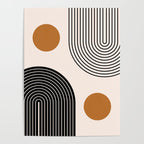 Nesting Rainbow Lines Geometric Pattern Race Track Lines Orange Circles Mid Century Modern Cool Magical Mystical Abstract Art Bohemian Boho Style Trendy Poster Gallery Image 4