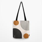 Nesting Rainbow Lines Geometric Pattern Race Track Lines Orange Circles Mid Century Modern Cool Magical Mystical Abstract Art Bohemian Boho Style Trendy Tote Bag Gallery Image 2
