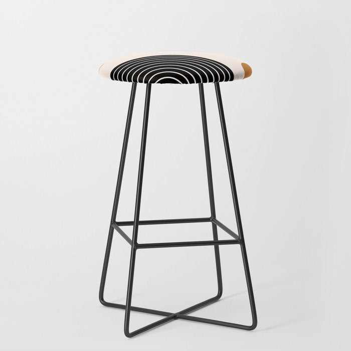 Nesting Rainbow Lines Geometric Pattern Race Track Lines Orange Circles Mid Century Modern Cool Magical Mystical Abstract Art Bohemian Boho Style Trendy Stool Gallery Image 1