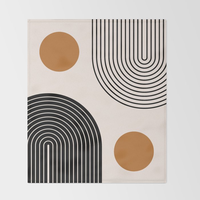 Nesting Rainbow Lines Geometric Pattern Race Track Lines Orange Circles Mid Century Modern Cool Magical Mystical Abstract Art Bohemian Boho Style Trendy Throw Blanket Gallery Image 2