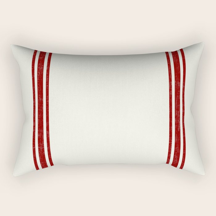 Vintage Country French Grainsack Red Stripes Creme Background Rectangular Pillow Gallery Image 1