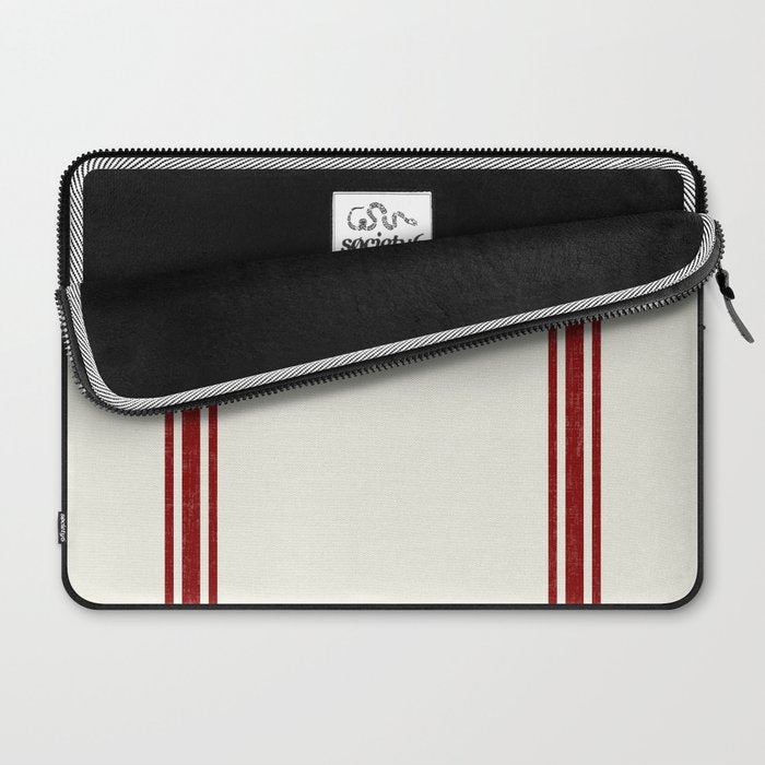 Vintage Country French Grainsack Red Stripes Creme Background Laptop Sleeve Gallery Image 2