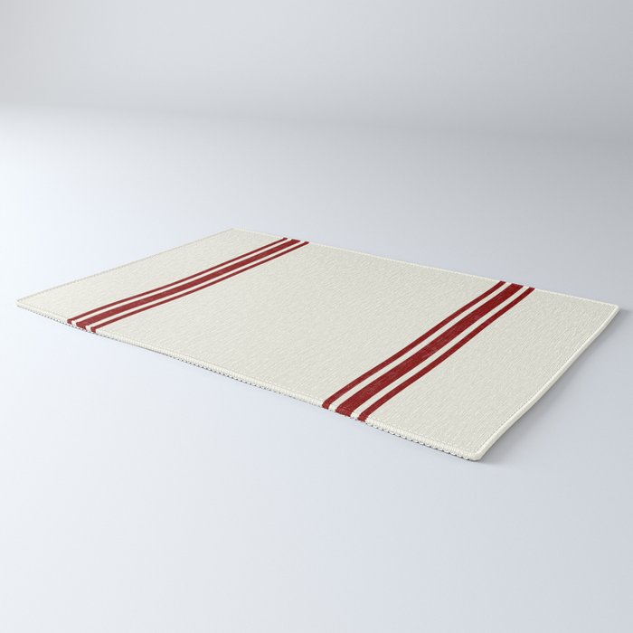 Vintage Country French Grainsack Red Stripes Creme Background Rug Gallery Image 3