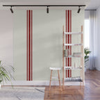 Vintage Country French Grainsack Red Stripes Creme Background Wall Mural Gallery Image 1