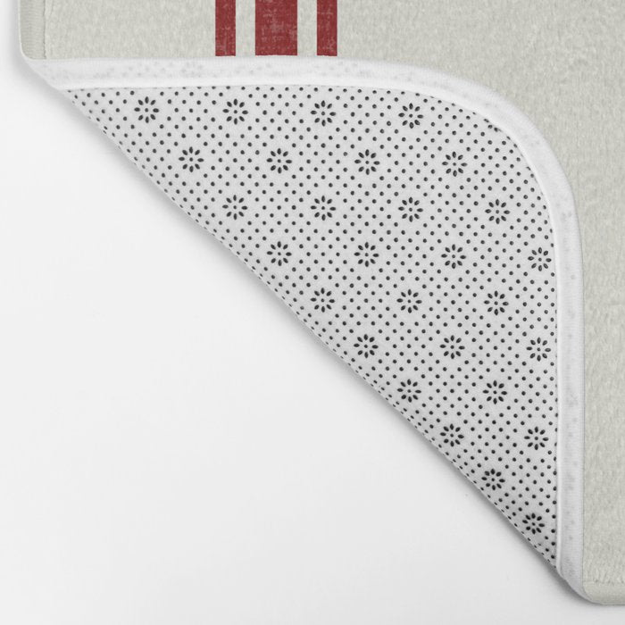 Vintage Country French Grainsack Red Stripes Creme Background Bath Mat Gallery Image 2