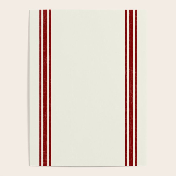 Vintage Country French Grainsack Red Stripes Creme Background Poster Gallery Image 4