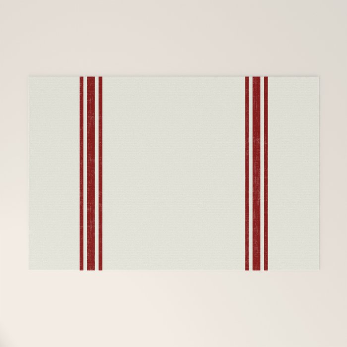 Vintage Country French Grainsack Red Stripes Creme Background Welcome Mat Gallery Image 1