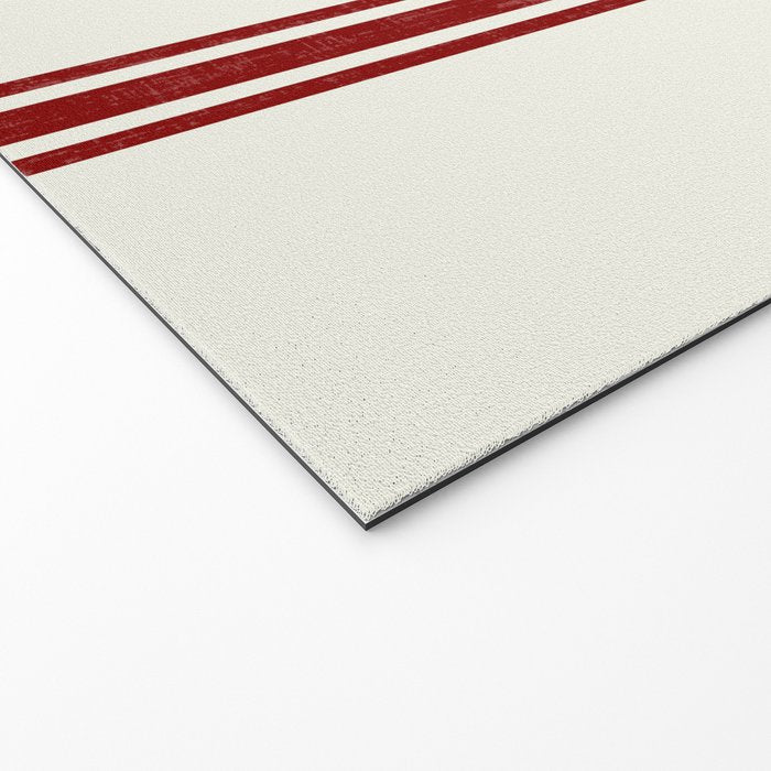 Vintage Country French Grainsack Red Stripes Creme Background Welcome Mat Gallery Image 2