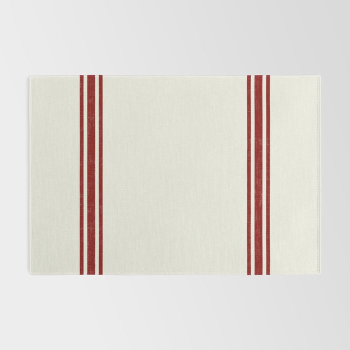 Vintage Country French Grainsack Red Stripes Creme Background Rug Gallery Image 2