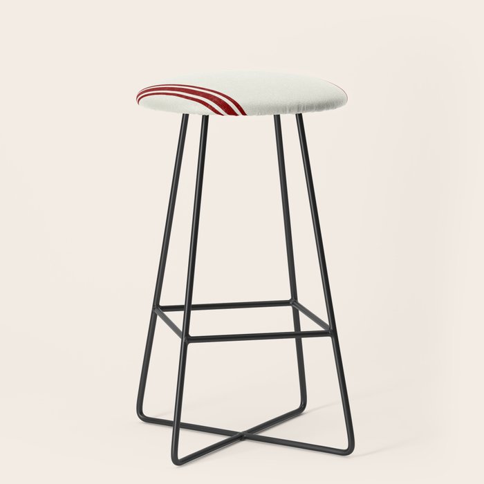 Vintage Country French Grainsack Red Stripes Creme Background Stool Gallery Image 1