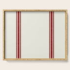 Vintage Country French Grainsack Red Stripes Creme Background Serving Tray Gallery Image 1