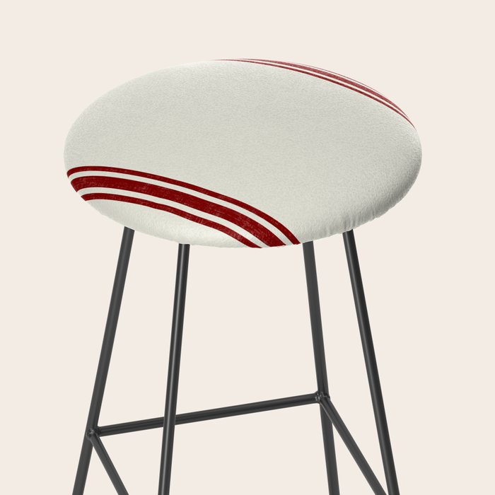 Vintage Country French Grainsack Red Stripes Creme Background Stool Gallery Image 2