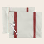 Vintage Country French Grainsack Red Stripes Creme Background Placemat Gallery Image 1