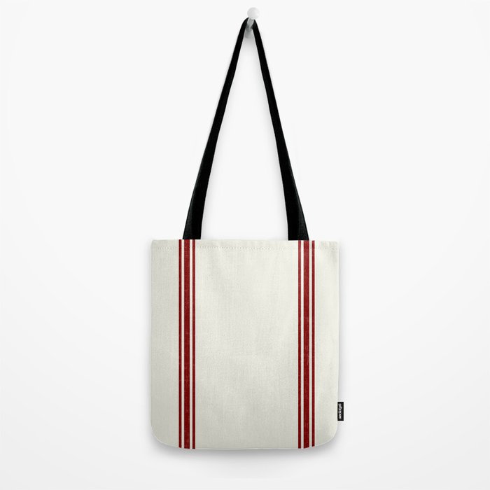Vintage Country French Grainsack Red Stripes Creme Background Tote Bag Gallery Image 2