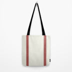 Vintage Country French Grainsack Red Stripes Creme Background Tote Bag Gallery Image 2