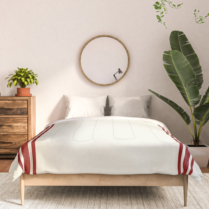 Vintage Country French Grainsack Red Stripes Creme Background Comforter Gallery Image 3
