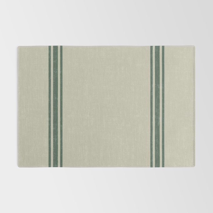 Vintage Country French Grainsack Green Stripes Linen Color Background Rug Gallery Image 2