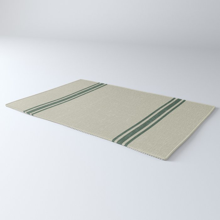 Vintage Country French Grainsack Green Stripes Linen Color Background Rug Gallery Image 3
