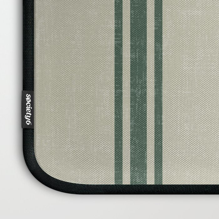 Vintage Country French Grainsack Green Stripes Linen Color Background Laptop Sleeve Gallery Image 3