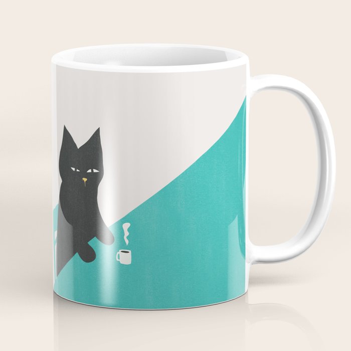 Cat drinking coffee Coffee Mug Gallery Image 1