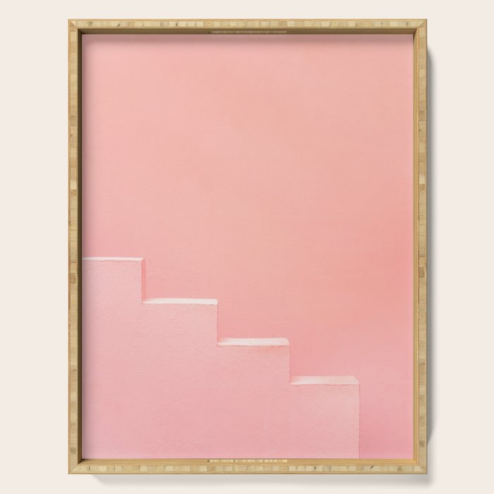 Pink steps of Muralla Roja Spain | Andalusia travel photography art pastel colored poster Serving Tray Gallery Image 1