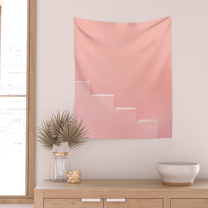 Pink steps of Muralla Roja Spain | Andalusia travel photography art pastel colored poster Wall Tapestry Gallery Image 2