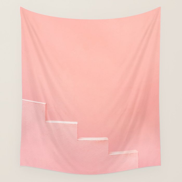 Pink steps of Muralla Roja Spain | Andalusia travel photography art pastel colored poster Wall Tapestry Gallery Image 4