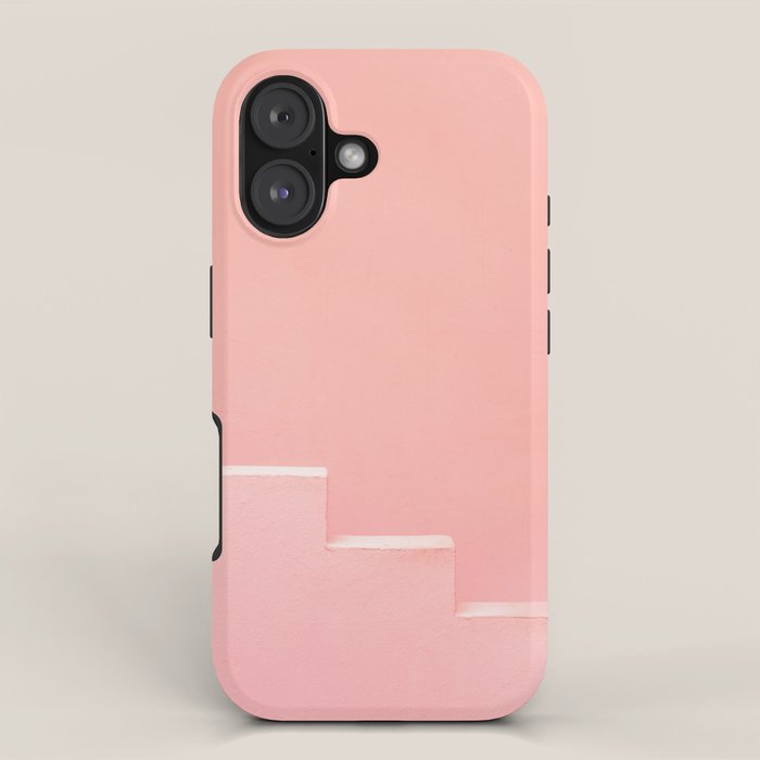 Pink steps of Muralla Roja Spain | Andalusia travel photography art pastel colored poster iPhone Case Gallery Image 1