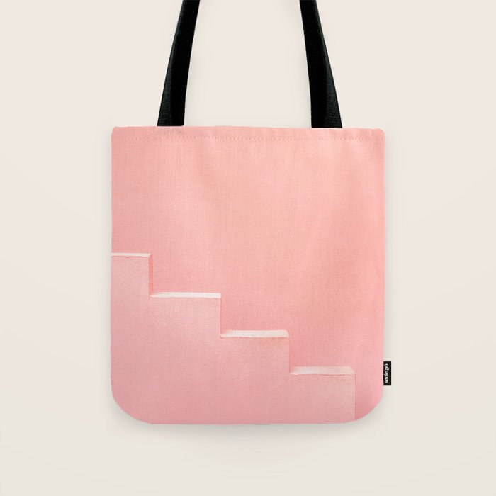 Pink steps of Muralla Roja Spain | Andalusia travel photography art pastel colored poster Tote Bag Gallery Image 1