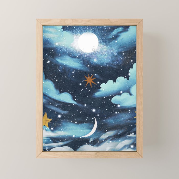 Moonlit Cloud Fantasy A Mini Art Print Gallery Image 1