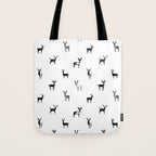Black and white deer animal art pattern Tote Bag Gallery Image 1
