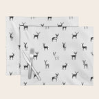 Black and white deer animal art pattern Placemat Gallery Image 1