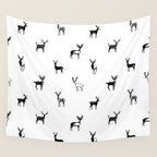 Black and white deer animal art pattern Wall Tapestry Gallery Image 4