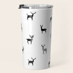 Black and white deer animal art pattern Travel Mug Gallery Image 3