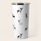 Black and white deer animal art pattern Travel Mug Gallery Image 1