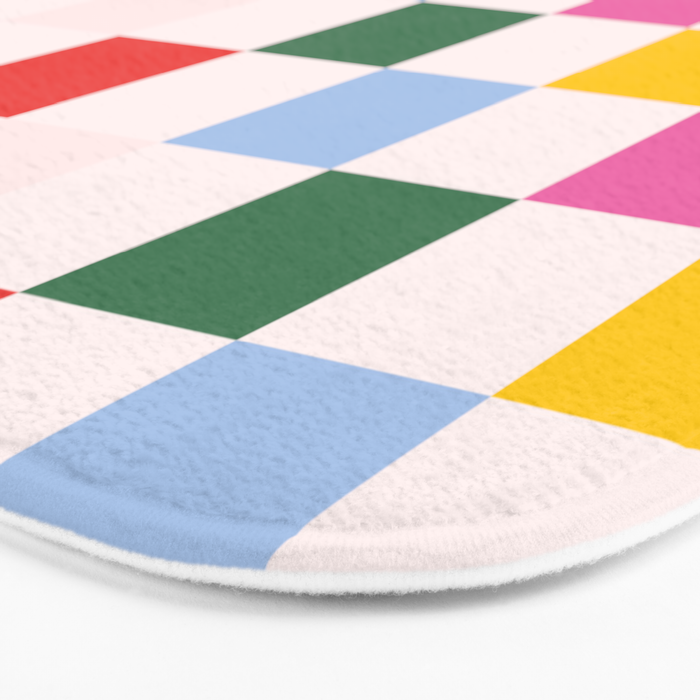 Retro Bauhaus Pattern | Abstract Shapes | Geometric Checks Bath Mat Gallery Image 3