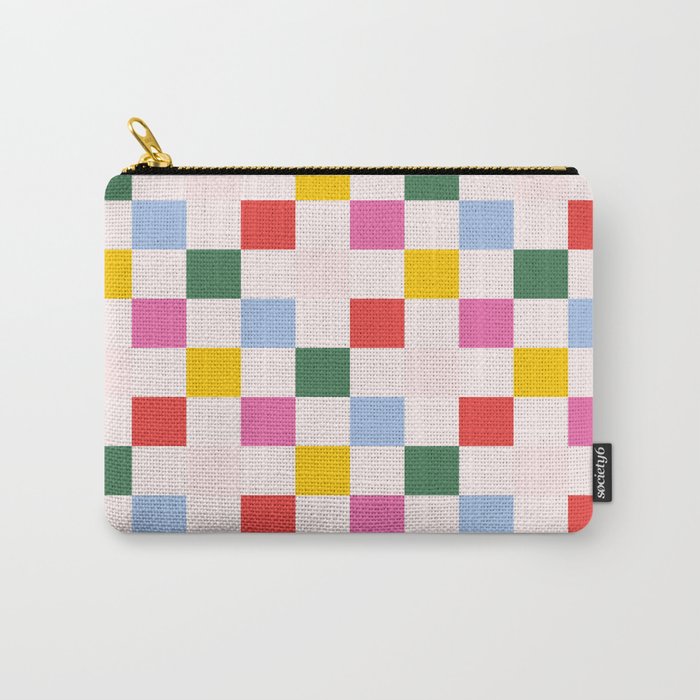 Retro Bauhaus Pattern | Abstract Shapes | Geometric Checks Carry All Pouch Gallery Image 1