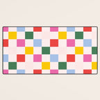 Retro Bauhaus Pattern | Abstract Shapes | Geometric Checks Desk Mat Gallery Image 3