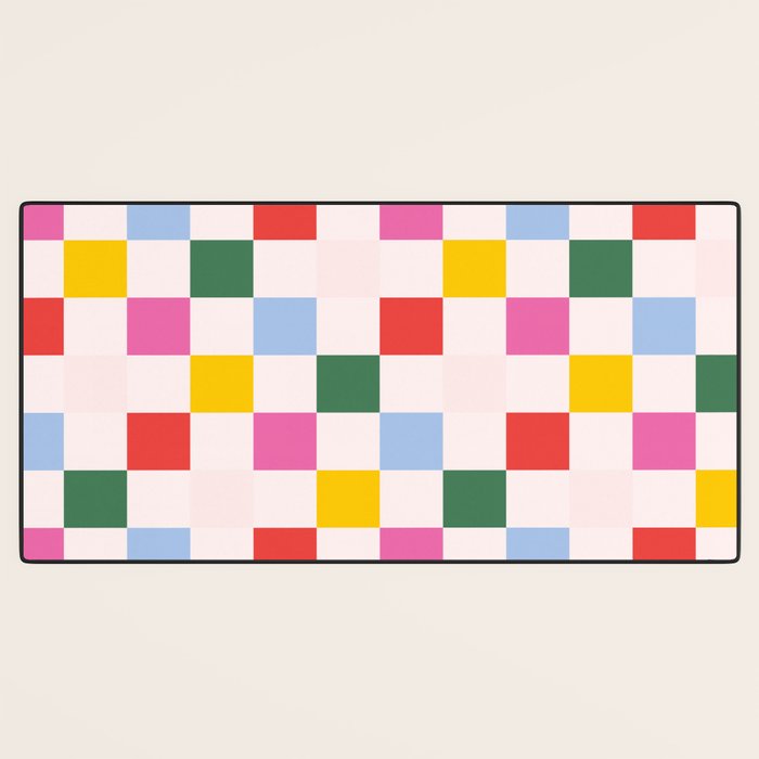 Retro Bauhaus Pattern | Abstract Shapes | Geometric Checks Desk Mat Gallery Image 3